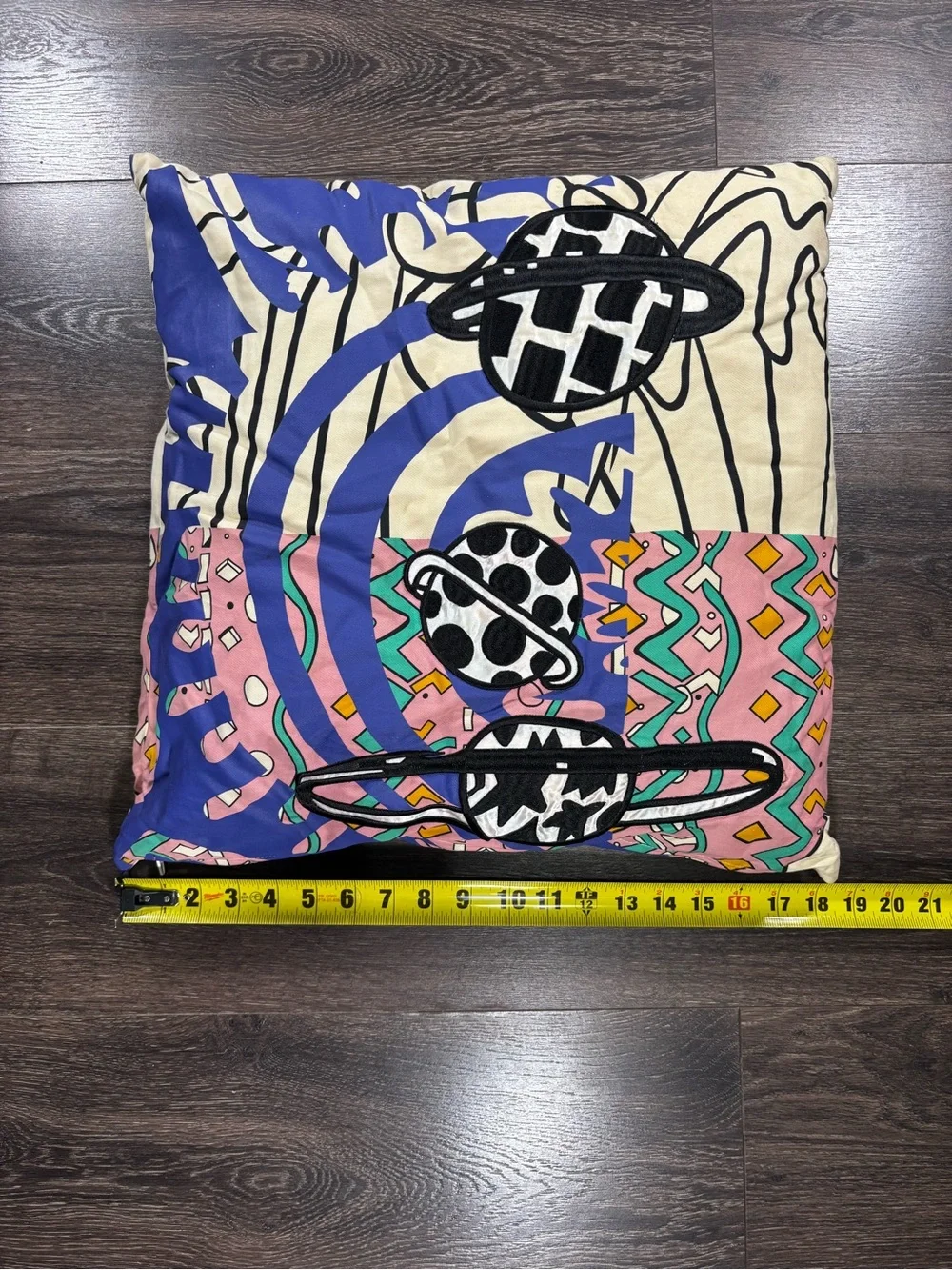 Vintage IKEA Decorative Multicolor Planet Pattern Throw Pillow - Home Art